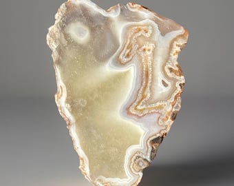 Agate from Turkey with Lime Quartz –  Collector Crystal, Natural Agate Slab Specimen, Agate Freeform Slice Cubuk Ankara Susuz Turkey (213)
