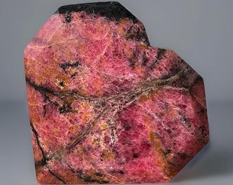 Rhodonite Faceted Large Heart, Deep Pink and & red crystal heart, Pink manganese natural crystal , High Quality Rhodonite
