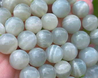 Sage Green Moonstone Bracelet , HQ Incredible Rare Silky Moonstone Stacking Jewelry, Unique Crystal Find