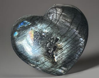 Spectrolite Puffy Heart, Cats eye flash Labradorite, Natural Rare Crystal from Finland