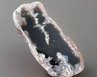 Nebraska Blue Chalcedony with Quartz —  Polished Collector Freeform Specimen (362)