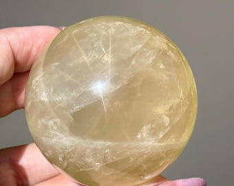 Citrine 12 STAR asterism Large Sphere • Rare Collectors Crystals • Unique Lemon Citrine Ball 60 mm