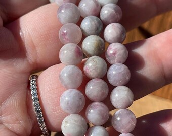 Pink Tourmaline in Quartz Bracelet 7mm - Heart Chakra - No. 205