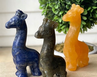 Crystal giraffe Carvings - Calcite , Labradorite, Sodolite, Home Decoration Funny Crystal Carvings