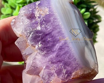 Amethyst Agate raw crystal cluster, Mineral specimen