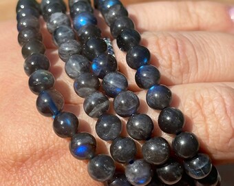 Labradorite Blue Flash Bracelet, HQ Crystal Beads and Gifts