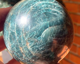 Apatite XXL Sphere with a Cats eye Flash & Sparkling Conffeti, Natural Stone  – Rare  Crystal