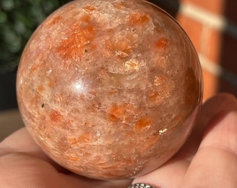 Sunstone Sphere, Sparkling Flashy Golden Sunstone Ball, Unique Polished Crystal Orb ( 235)