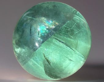 Green Fluorite Sphere, Natural Rainbow Fluorite Crystal ball, HQ Unique Rocks