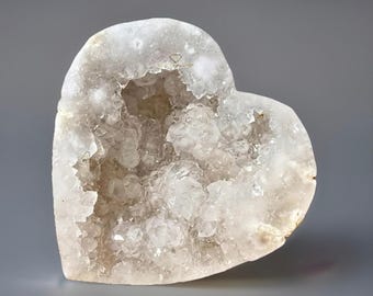 Morocco White druzy geode heart, Natural Unique Rocks