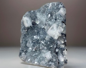 Apophyllite on Black Chalcedony Mineral Specimen, Beautiful Crystal Gift for a Collector, Natural Apophyllite Crystal Statement