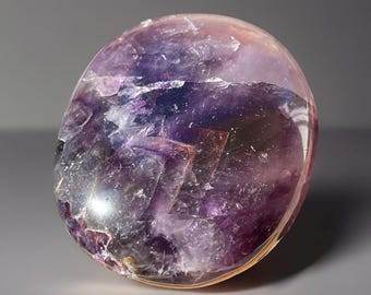 Amethyst HQ Palmstone, Natural Purple Alien Amethyst for Cabinet Display, Unique Collector Decor Piece, Crystal Pocket Rock(408)