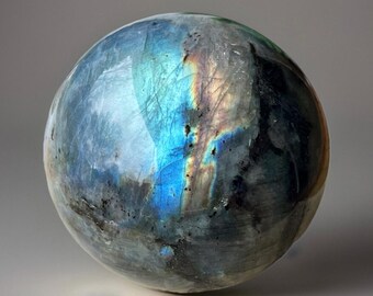 Blue Labradorite Sphere - Mermaid Blue Crystal Ball - Natural Polished Stone Decor - Unique Gift