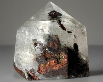 Garden Quartz Point - Lodolite Mango Quartz - Ghost Crystal Phantom Quartz Tower - Natural Crystal Home Décor - Unique Crystal Gifts