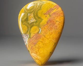 Kabamby Ocean Jasper Cabochon – Pear Cut or Oval Shape, Natural Orbicular Jasper, Polished Flat back Gemstone for Jewelry & Wire Wrapping