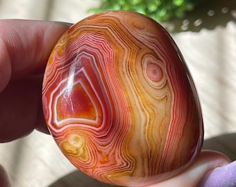 Sardonyx Crystal Palmstone, Carnelian Onyx Polished Stone, Unique Geometric Crystals