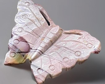 Mookaite Butterfly Carving - Natural Pink & Purple Crystal Sculpture - Unique Gift for Collectors