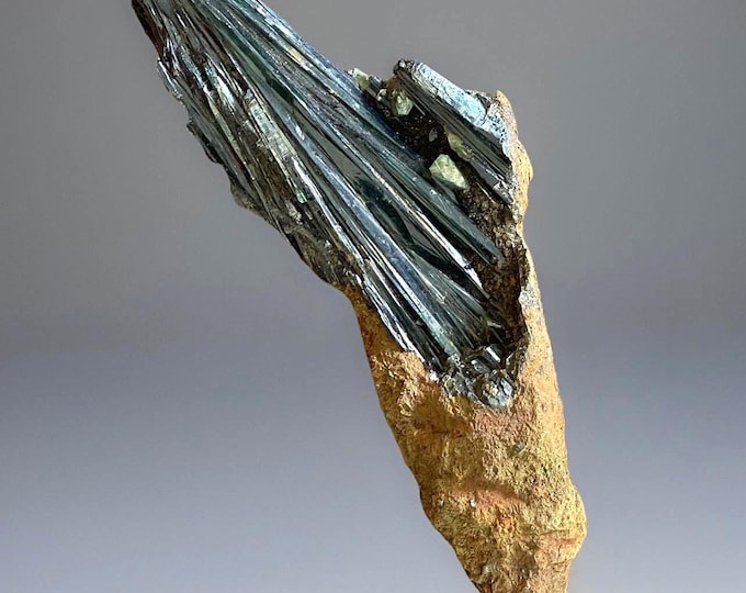Featured listing image: Vivianite & Ludlamite Specimen - 8 inch, Gemmy Blue-Green Vivianite Crystals with Ludlamite - Cabeça do Cachorro Claim Brazil