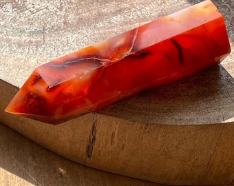 Carnelian Agate Large Tower: Deep Orange Red Crystal Point (500)