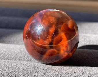 Red Amphibole Quartz Sphere, HQ Red Rabbit Small Crystal Gemstone Orb (317)
