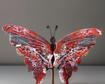 Red Mexican Agate Butterfly Wings Stand Included - #V15