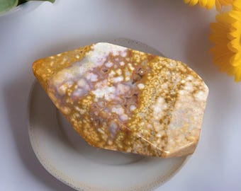 Ocean Jasper Freeform, Madagascar Orange Ocean & Lavender Jasper with Orbs, Orbicular OJ Specimen (22)