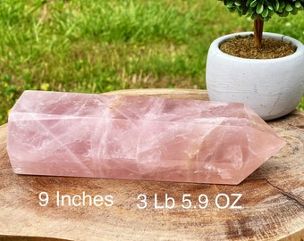 Rose Quartz XXL Tower with Rainbows , Madagascar Rose Quartz , Statement Towers