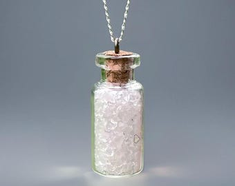 Car Protection Charm • Crystal Accessory for Cars • Quartz Diamond Dust Pendant • Car Hanger • Rear View Mirror Fairy wish bottle