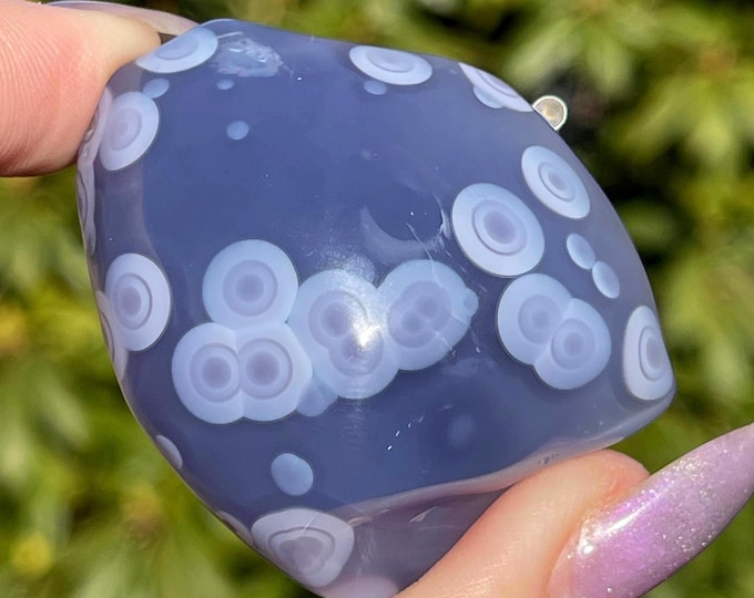 Featured listing image: Blue Lace Agate Specimen with Orbs - HQ Natural Extremely Rare Agate, Unique Deep Color Jelly Blue Lace, Collectors Crystal Ethiopia