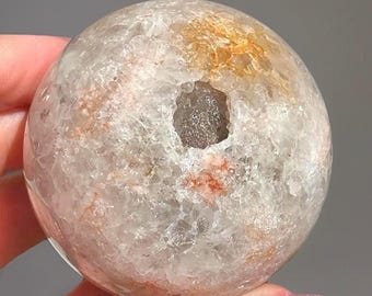 Pink Amethyst HQ Sphere with a Quartz Open Druzy Pocket, Heart Chakra