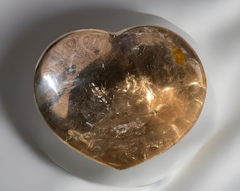 Smoky Quartz XXL HQ Puffy Heart with Rainbows, Natural Crystal Heart
