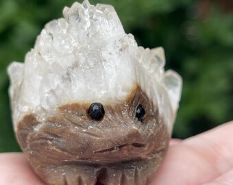 Quartz Cluster Hedgehog Crystal Hand Carving - #100