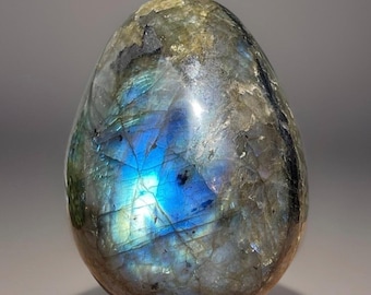 Labradorite XL Egg with a Beautiful Blue Flash, Crystal Easter Egg