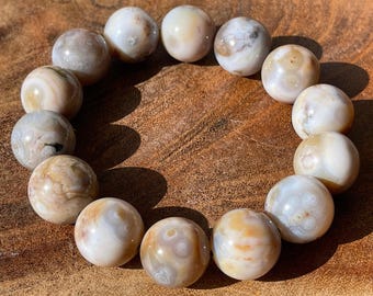 8th Vein Ocean Jasper Bracelet XL beads. Orbicular Ocean Jasper, old stock, collectors edition