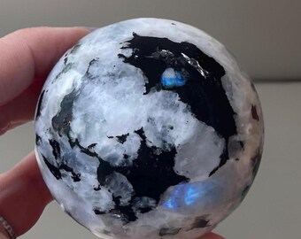 Rainbow Moonstone Sphere, Flashy Statement Large Crystal Ball