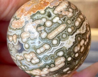 Veinless Ocean Jasper Sphere - Rare Madagascar Bubble Jasper Orb, Orbicular Jasper “Founders Vault Release” (17)