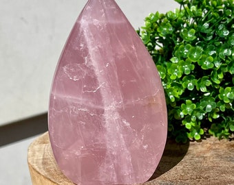 Rose Quartz HQ Flame with Deep Pink Lavender Color, AAA Quality Rare Crystal Gift, Lavender Rose Quartz Drop