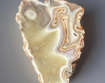 Turkish Agate with Lime Quartz –  Collector Crystal, Natural Agate Slab Specimen, Cubuk Ankara Susuz Turkey (213)