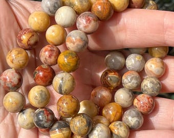 Crazy Lace Agate Crystal Bracelet - 11mm Beads, Natural Colorful Agate Beads, Layering Jewelry
