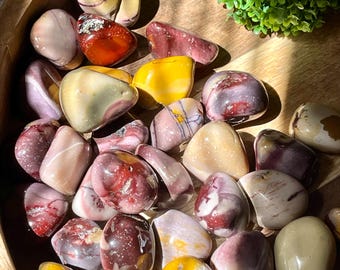 Spider Vein Mookaite Jasper - Natural Tumbled Stone - Earthy Red & Yellow - Pocket Stone Collection - Choose your favorite