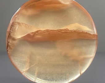 Honey Jelly Calcite Cookie Flat with Dendrites: Colorful Scenic Crystal Polished Gemstone Pocket Round Stone (447)