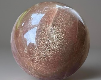 Peach Moonstone Sunstone Sphere Silver Cats eye Flash & gold confetti - #46