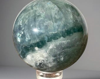 Fluorite Sphere Beautiful Ocean Green Color full of Rainbows • Unique Fluorite sphere • Natural Crystals