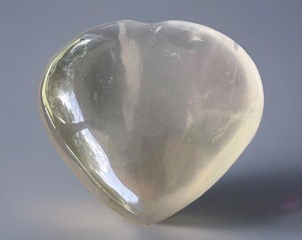 Girasol Quartz XLarge Heart • Gemmy High Quality Rare Quartz Carving • Unique Natural Puffy Crystal Heart