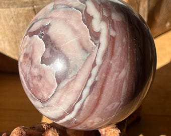Imperial Jasper Sphere – Crystal mauve banding Orb – Natural Unique Rock