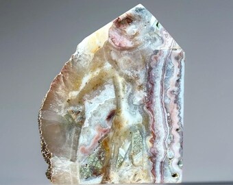 Pink Crazy Lace Agate Slab Tower from Mexico, Crazy Lace Agate with Pyrite Inclusions & Quartz – Polished Freeform