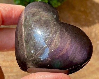 Velvet Obsidian Heart with Purple Green Colors - #94