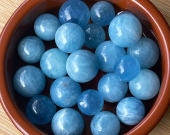 Natural Aquamarine Spheres | aquamarine mini spheres | AAA Grade Aquamarine