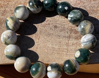 8th Vein Ocean Jasper Bracelet Big beads, Orbicular Ocean Jasper old stock collectors edition gift