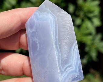 Blue Lace Agate Tower with Quartz - #65